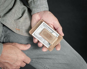 The Money Clip Wallet, Vintage Brown Slim Wallet, Front Pocket Card Case, Handmade Leather Wallet for Men, Anniversary Gift for Husband