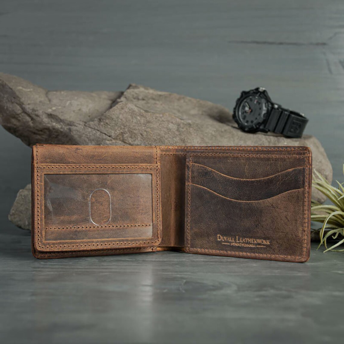 Men's Bifold Wallet With ID Window Anniversary Gift for Etsy
