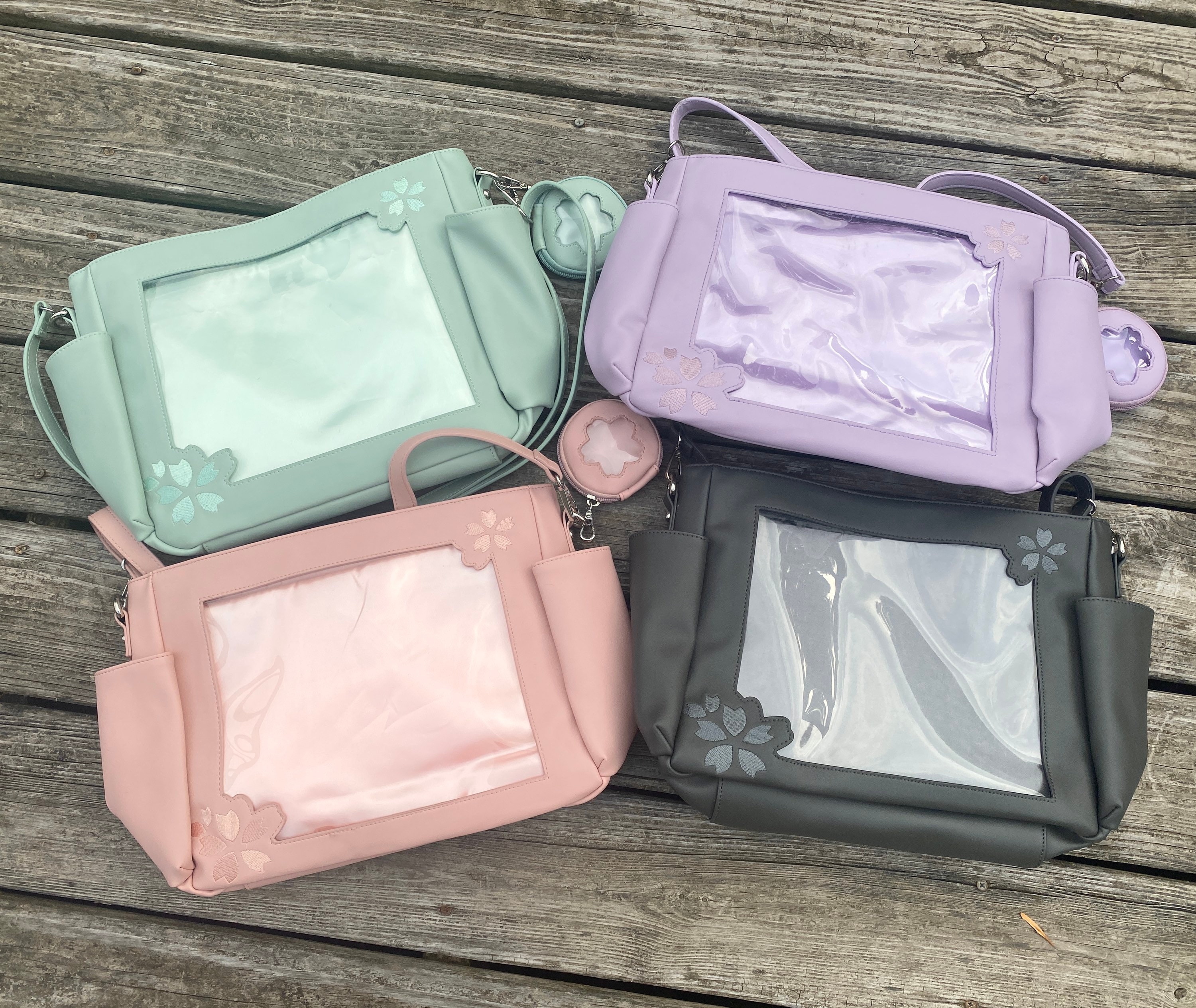 Multi-Color Ita Crossbody Bag and Multi-Color Insert, Ita Messenger Bag,  Window Bag, Pin Purse, Pin Display Bag, Ita Bags, Pin Trading Bag, Itabag,  Shoulder Ita Bag. 