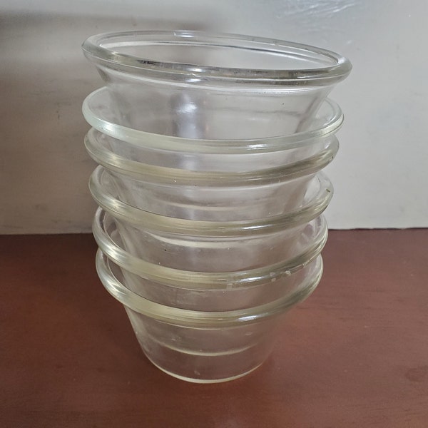 Vintage Pyrex Custard Cups, Clear Glass, Set of Six