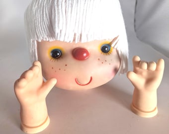 Vintage Six-Inch Angie Doll Head and Hands, New Old Stock