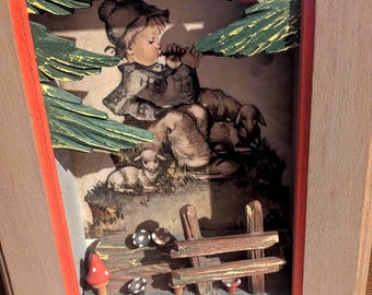 Hummel Shadow Box, Boy with Flute, Germany, Anri