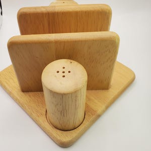 Wooden Napkin Holder And Salt Pepper Holders