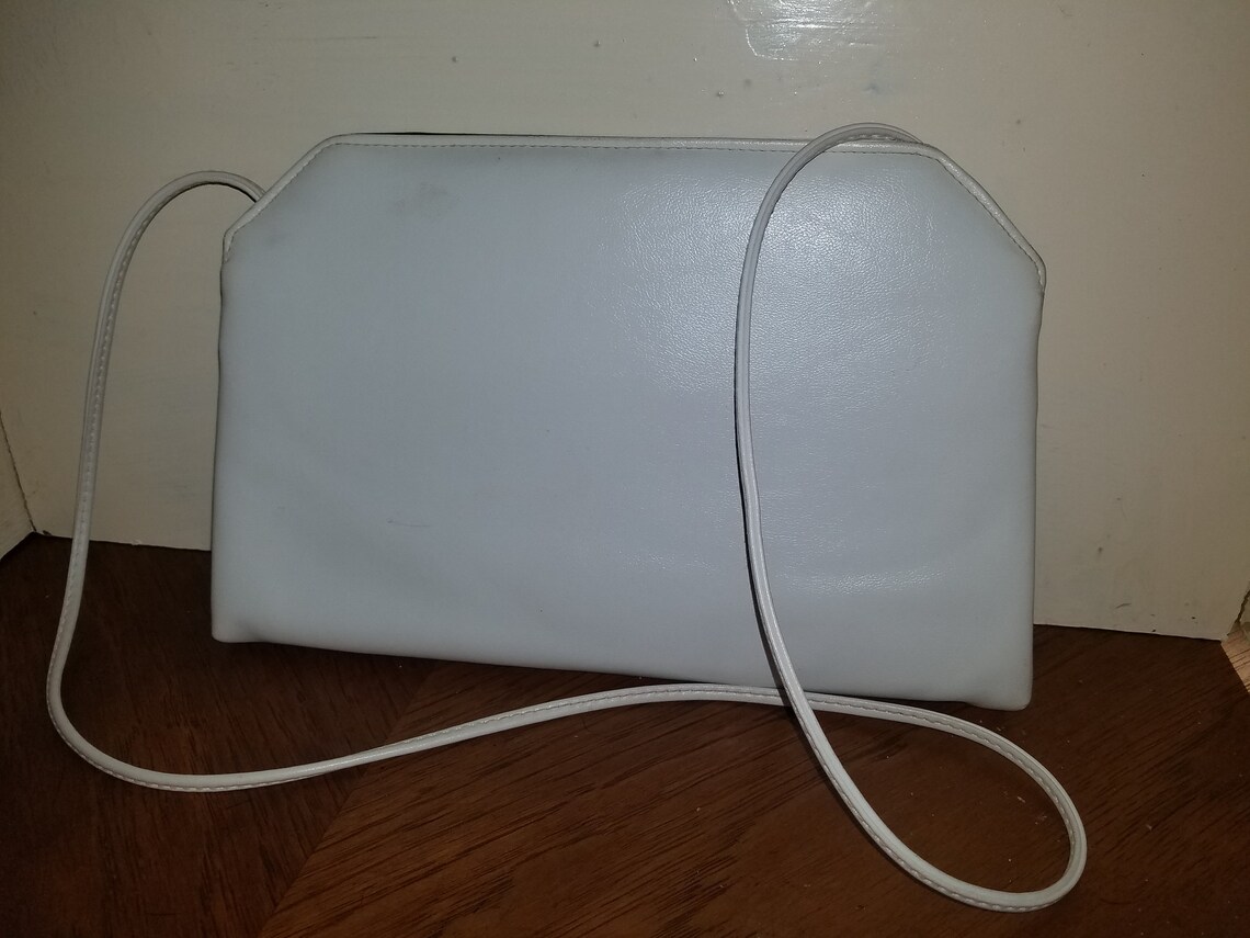 Ladies White Shoulder Strap Evening Bag Snap Closure Two Etsy