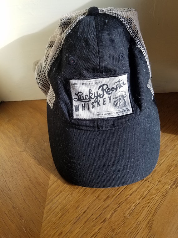 lucky rooster whiskey trucker hat