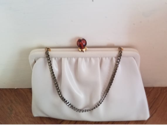 Vintage Ladies ,Ande Bag, Cream Color, Chain Hand… - image 5