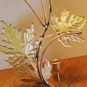 Vintage Gold Tone, Metal, Single Taper Holder, Leaves Design, Wall Mount