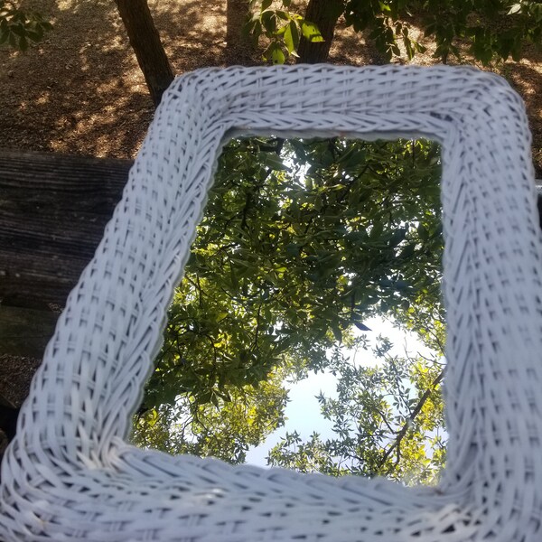 White Wicker Mirror Etsy
