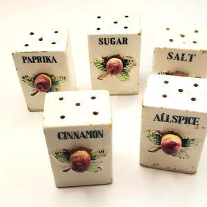 Vintage Ceramic Spice Containers, Cork Stoppers