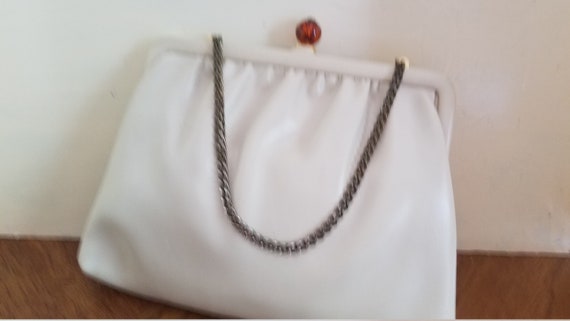 Vintage Ladies ,Ande Bag, Cream Color, Chain Hand… - image 2