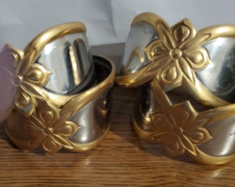 Vintage Gorham Napkin Rings, Gold and Silver,  Four Pieces