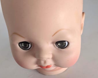 Sleepy Eyes Doll Head, Four Inches, Molded Hair