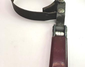 Vintage Oil Filter Wrench, Maroon Plastic Handle, Vintage Mechanics Tool