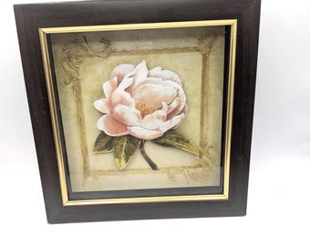 Cardboard Pink Rose, Layered Flower, Shadow Box, Made in China