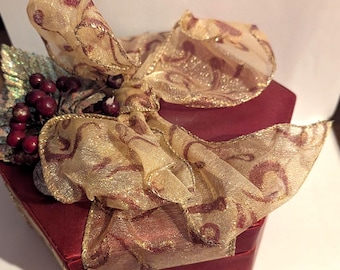 Christmas Gift Box, Satin Ribbon box