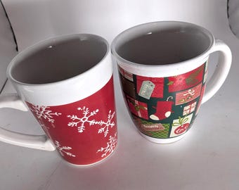 Vintage Snowman Christmas Mugs, Royal Norfolk China