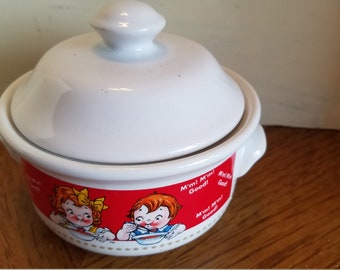 Vintage Campbell's Soup Bowl, Lid, Advertising Bowl