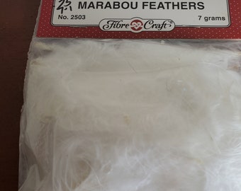 Vintage, White Marabou Feathers, Seven Grams