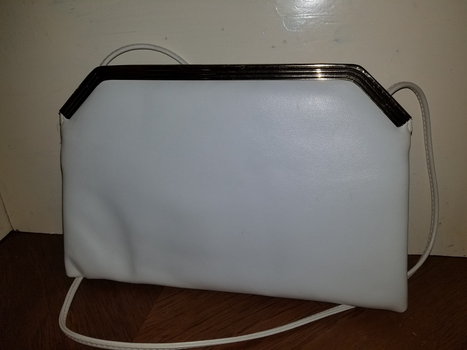 Ladies White Shoulder Strap Evening Bag Snap Closure Two Etsy