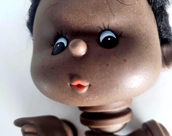 African American Boy Doll Head and Hands, Four Inches