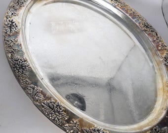 Godinger Silver Plated Tray, Grapes and Leaves Design
