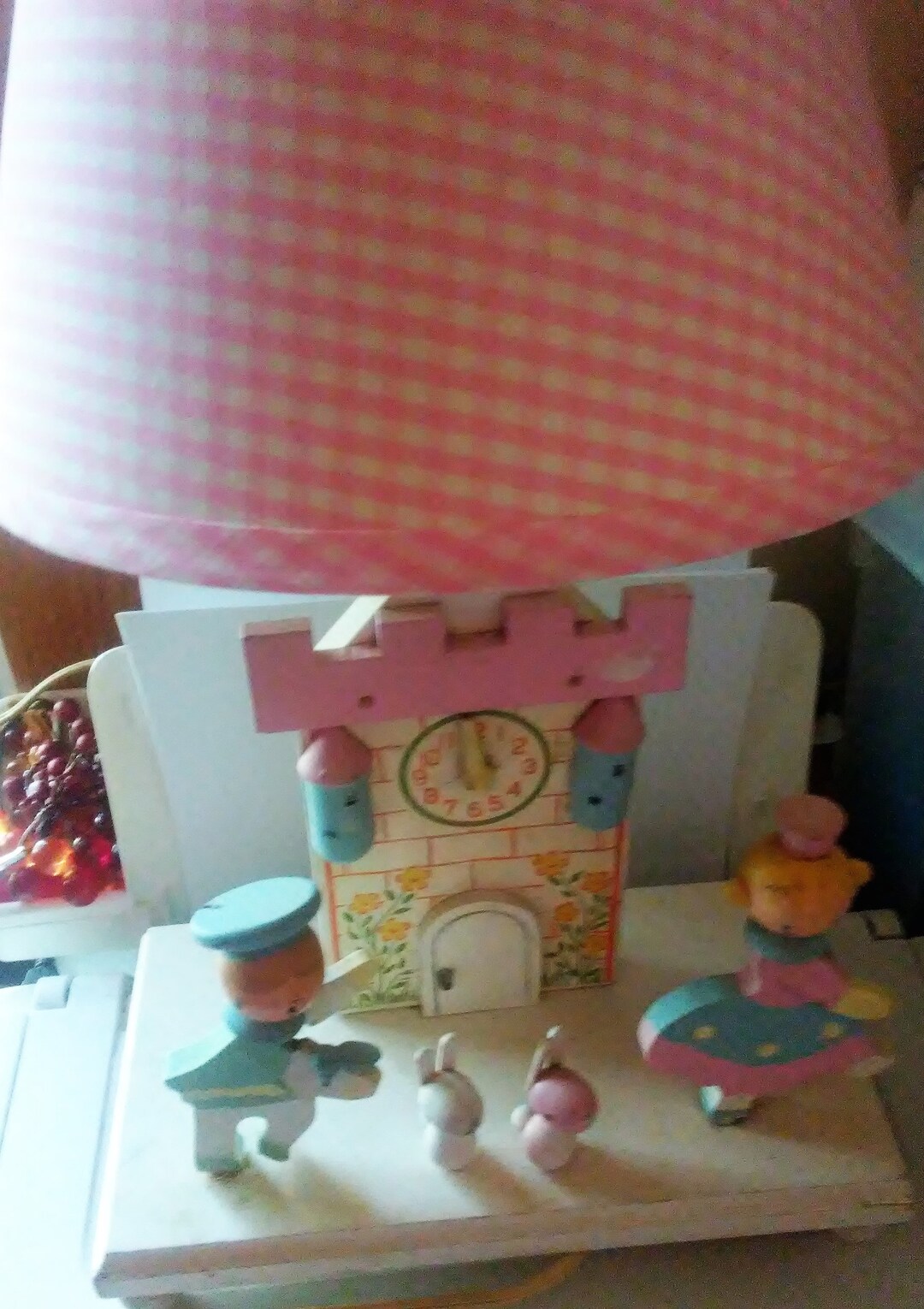 Vintage Nursery Rhyme Lamp for Baby Girl Pink and White Etsy
