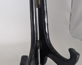 Glossy Black Wooden Plate Easel, Seven Inches High, Four Inches Closed