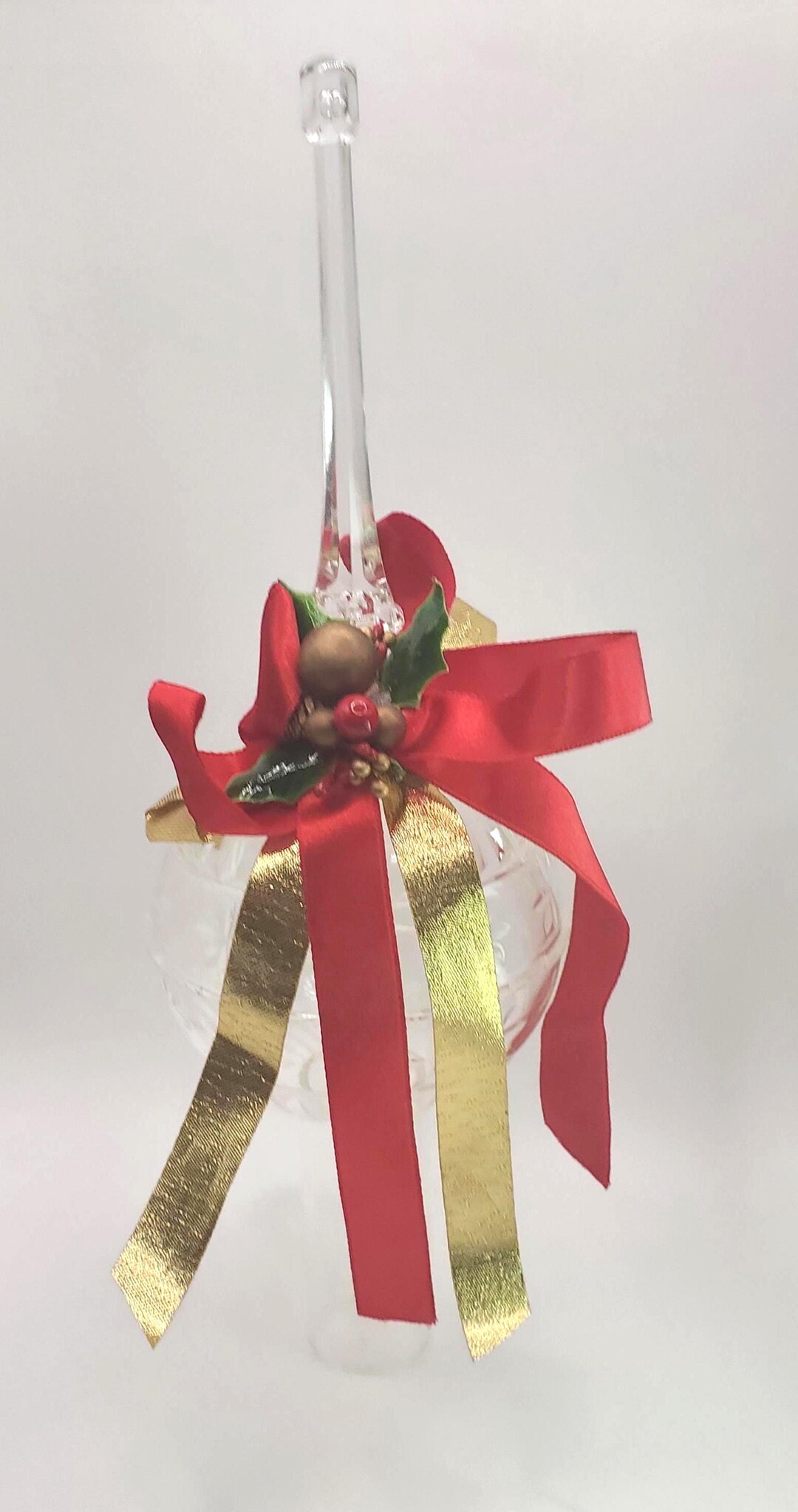 Vintage, Plastic Tree Topper, Ornament. Red Velvet Bow, Holly Berries ...