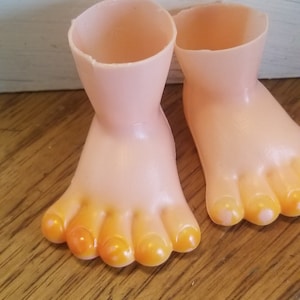 Vintage Pink Vinyl Clown Doll Feet - Craft Supply