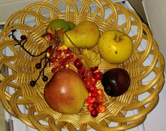 Cesta redonda de mimbre para frutas o pan, cesta de madera tejida