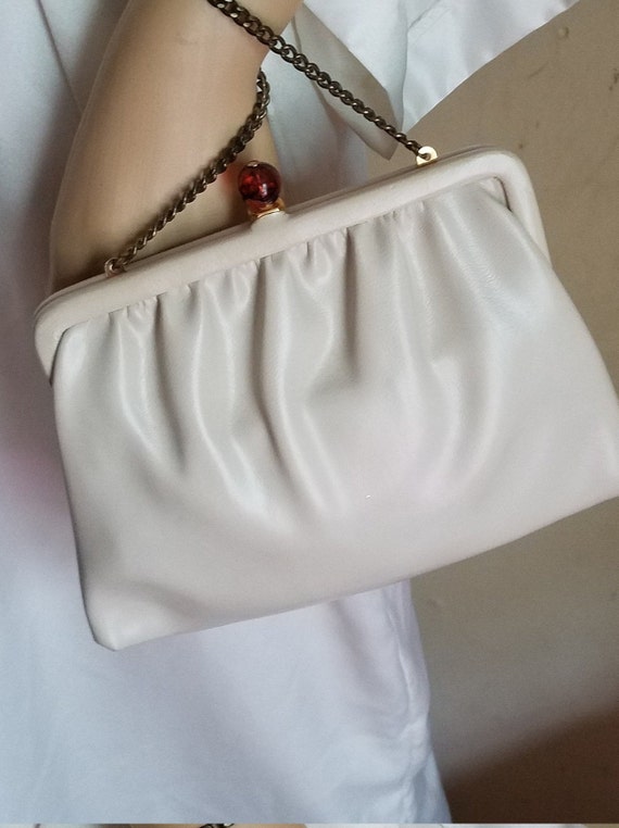 Vintage Ladies ,Ande Bag, Cream Color, Chain Hand… - image 1