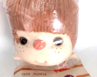 Brown Yarn Hair, Doll Head and Hands, Four Inches