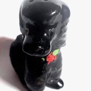 Vintage Glazed Pottery Salt Shaker, French Poodle Cork Stopper, Japan