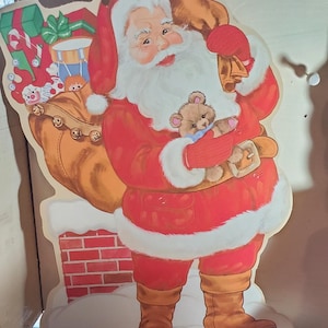 Vintage Santa Claus, Cut Outs, Card Board Wall Hanging