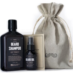Beard Care Kit. Beard Shampoo & Beard oil. Promotes Beard Growth, Stops Itching, Keeps Beard Smooth. Packaged in a rugged gift bag.