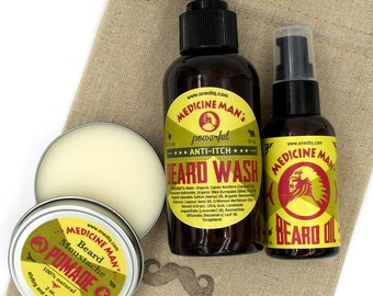 Anti-Picazón Lavado de Barba, Aceite de Barba y Barba / Bigote Pomada por Medicine Man's