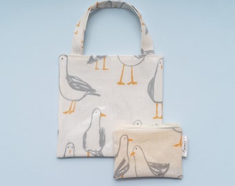Tote Bag and Purse Gift Set, Seagull Purse, Oilcloth Tote Bag, Seashore Birds, Gifts For Her