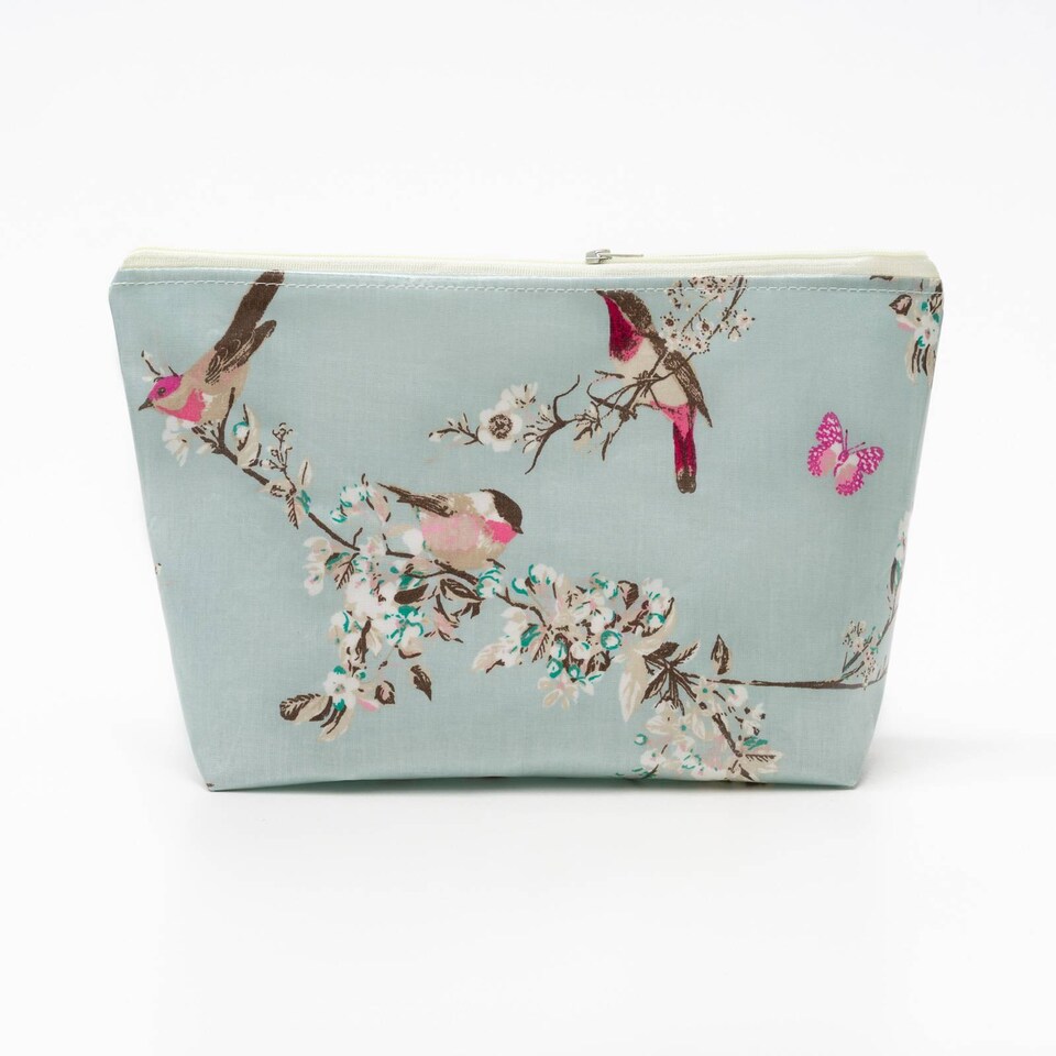 Discover Large Beautiful Birds Oilcloth Cosmetic Bag Ladies