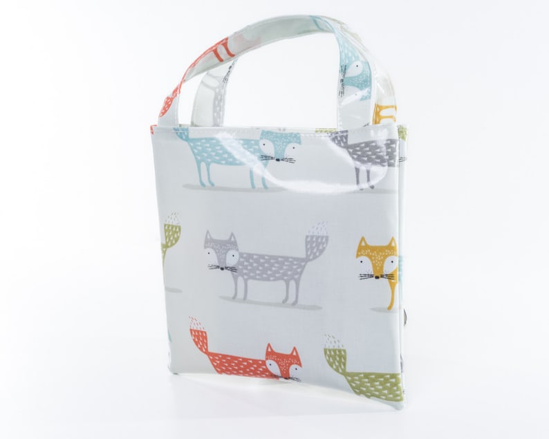 Book Bag Child/'s Gift Fox Oilcloth Tote Bag Reuseable Gift Bag Mini Tote Bag
