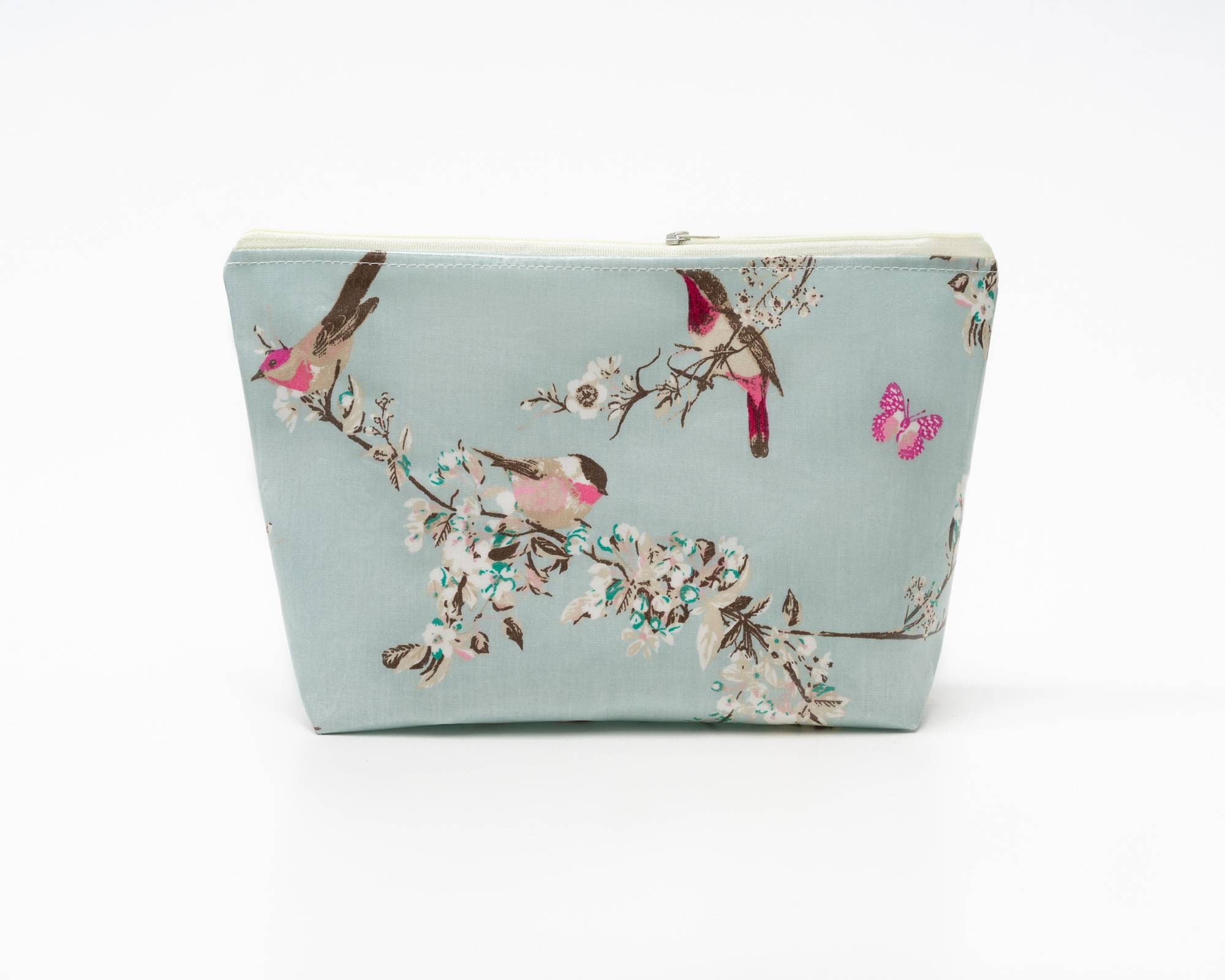 Pretty Cosmetic Bag Set, Oilcloth Make-up Bag, Beautiful Birds Wash Bag, Gift for ladies