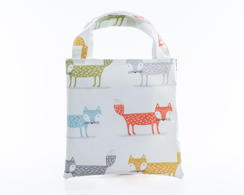 Book Bag Child/'s Gift Fox Oilcloth Tote Bag Reuseable Gift Bag Mini Tote Bag