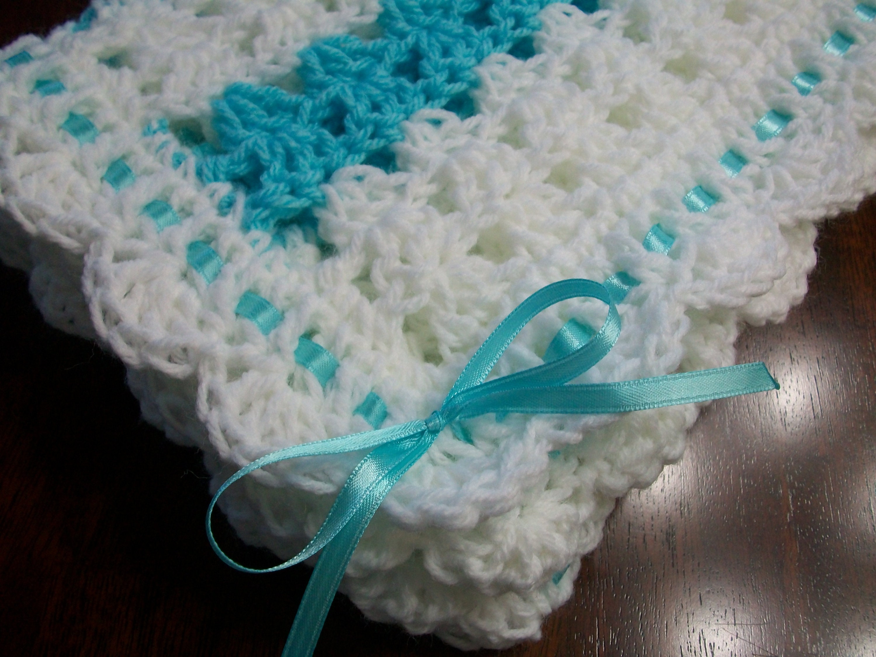 Turquoise Crochet Baby Blanket Turquoise Handmade Baby Etsy