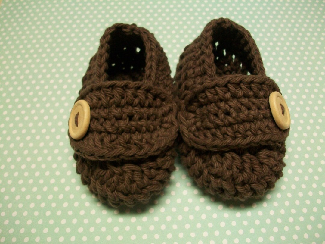 Brown Baby Booties, Brown Baby Shoes, Brown Newborn Shoes, Brown Crib ...