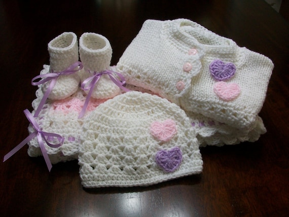 Nouvelle main crochet bébé fille rose /& blanc couette//Security Blanket