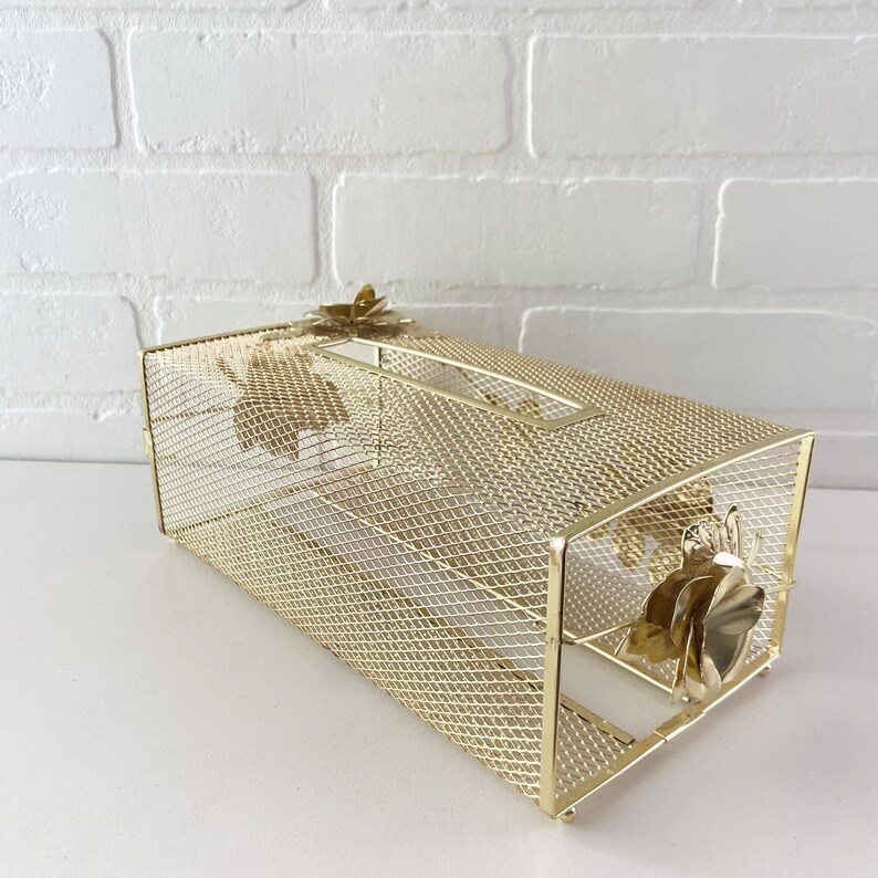 Vintage Gold Tissue Box Holder Gold Metal Kleenex Box Cover Etsy