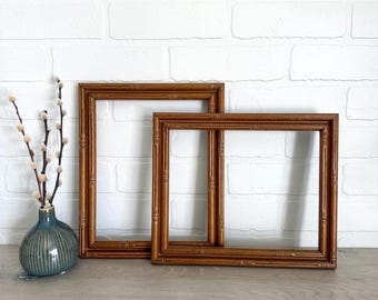 Vintage 8 x 10" Bamboo Look Picture Frame, Asian or Tropical or Chinoiserie Decor