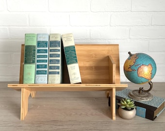 Bamboo Tabletop Bookshelf, Portable Book Rack, Easy Assembly