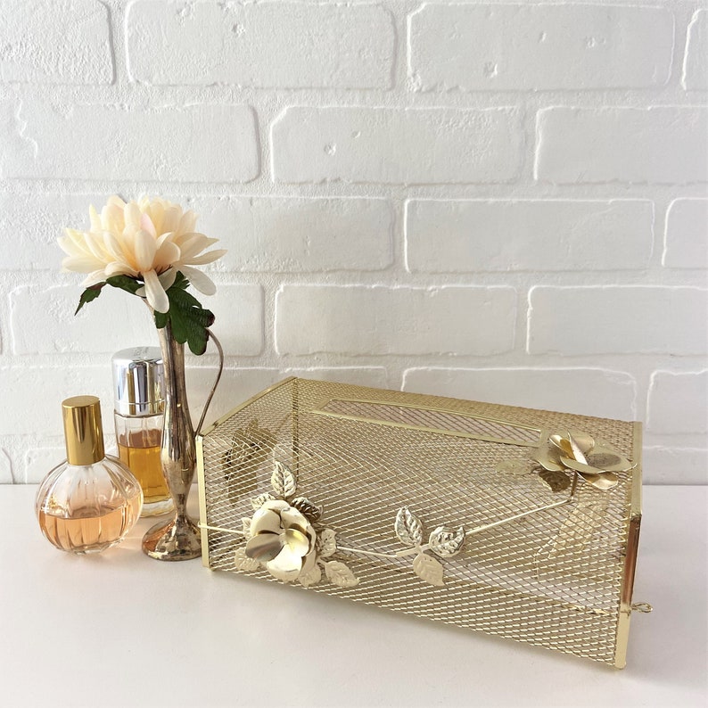 Vintage Gold Tissue Box Holder Gold Metal Kleenex Box Cover Etsy