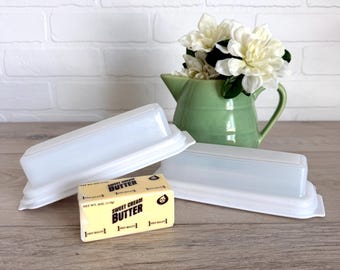 Vintage Butter Dish, Plastic Butter Container with Cover, Retro Kitchen, Portable Butter Container, MCM Kitchen, Covered Dish
