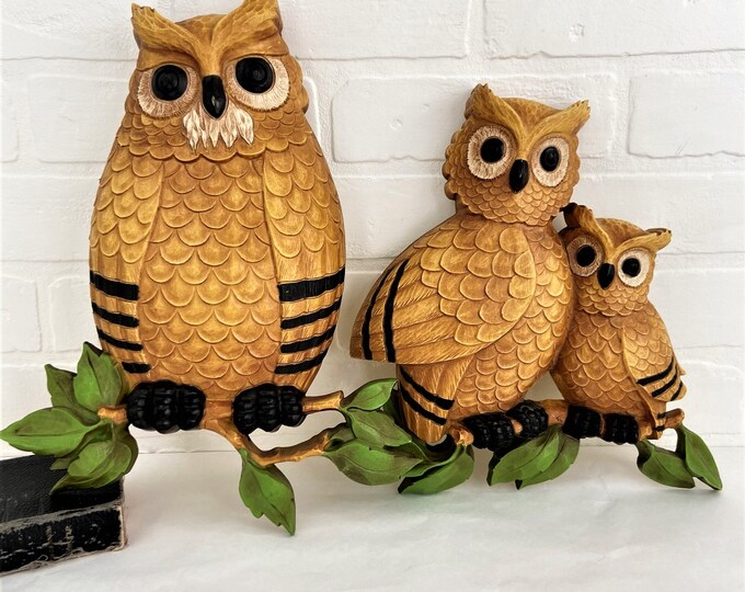 Vintage Owl Plaques, Vintage Owl Wall Decor, Vintage Homco Owls
